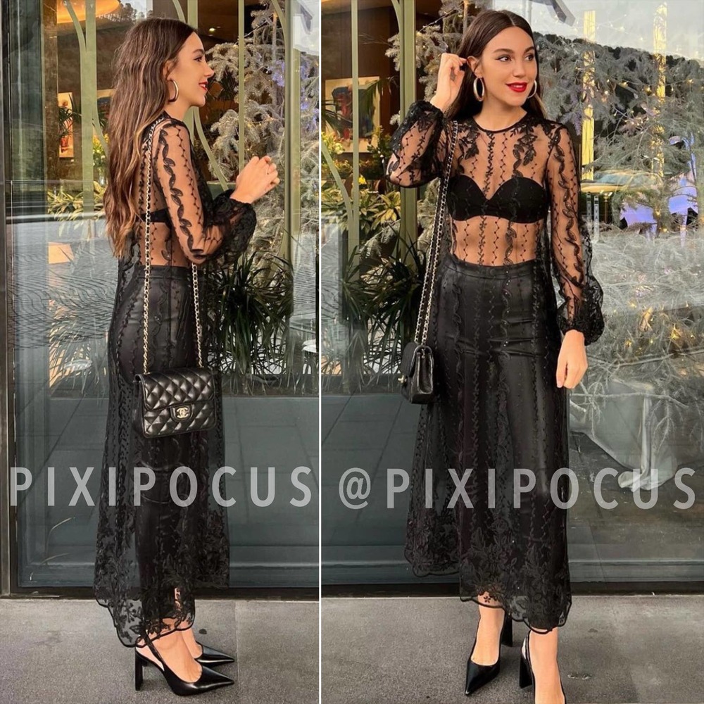 ZARA EMBROIDERED SEMI-SHEER DRESS TULLE BLACK - Picture 3 of 16
